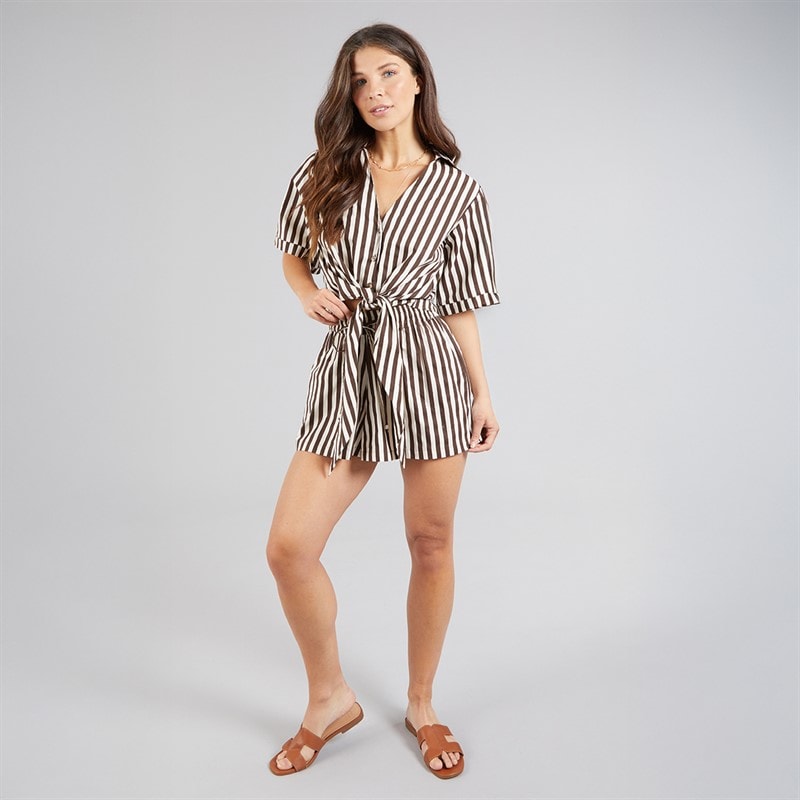 Onfire Womens Striped Shorts Brown Stripe - Image 4