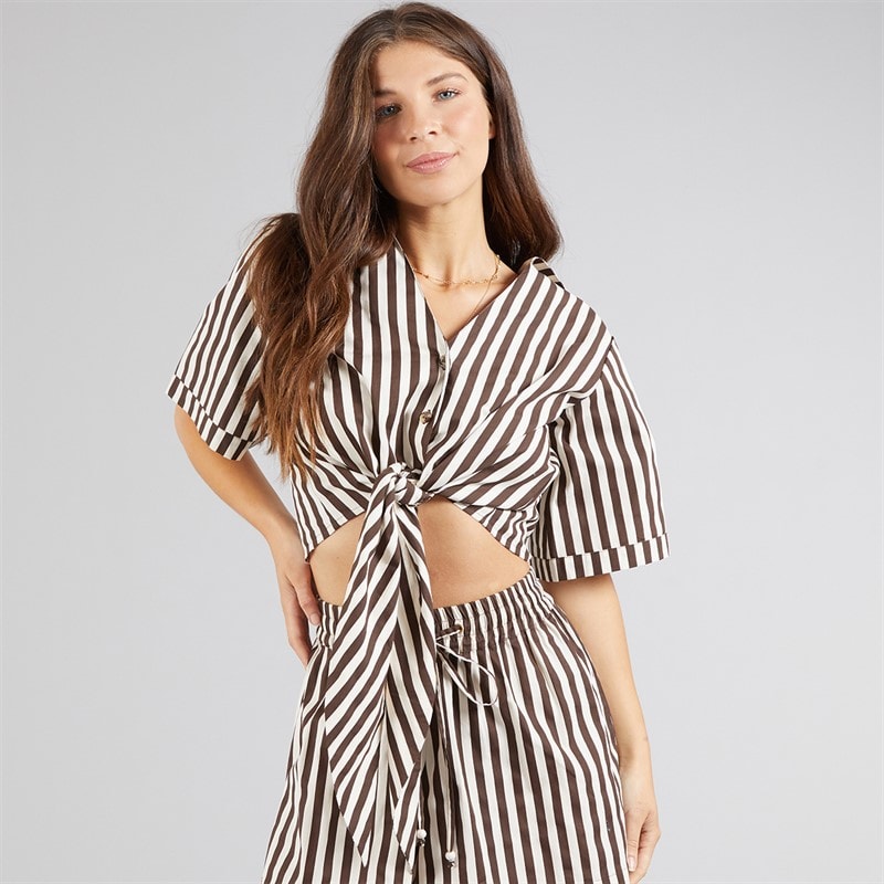 Onfire Womens Striped Shirt Brown Stripe - Image 3
