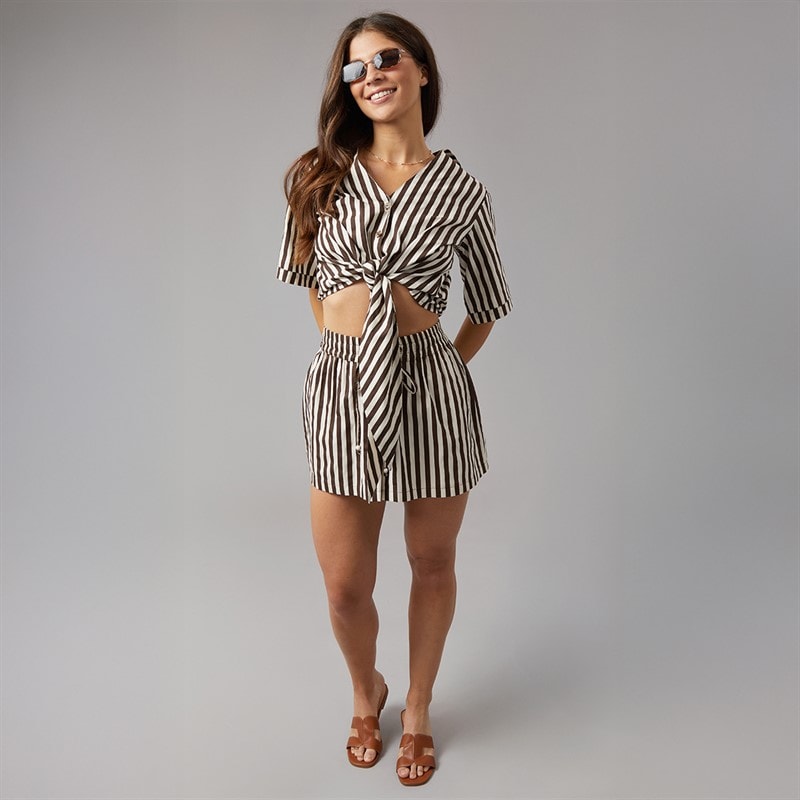 Onfire Womens Striped Shirt Brown Stripe - Image 4