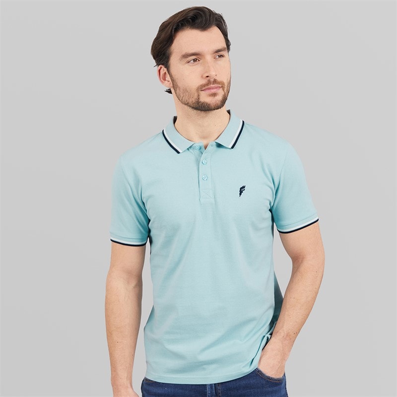 Onfire Mens Tipped Polo Shirt Forget Me Not