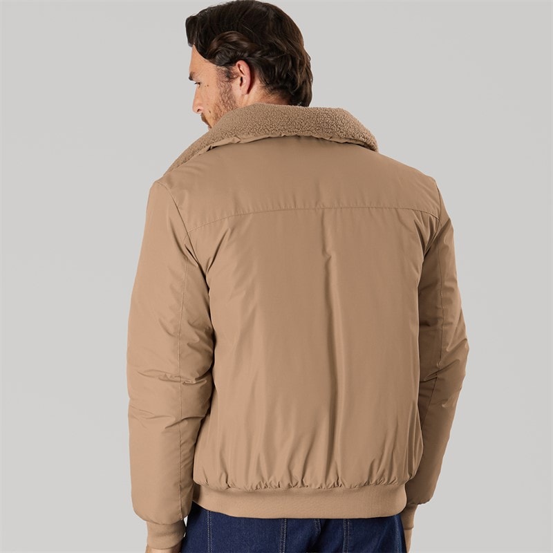 Onfire Mens Borg Collar Bomber Jacket Stone - Image 2