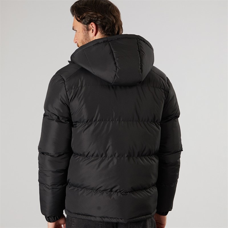 Onfire Mens Hooded Bomber Jacket Black - Image 2