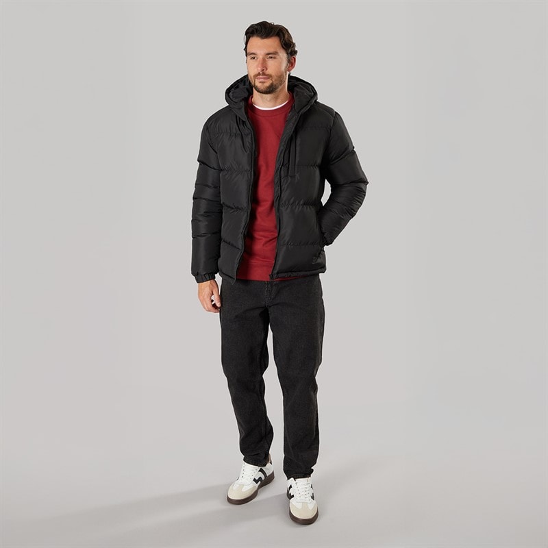 Onfire Mens Hooded Bomber Jacket Black - Image 4