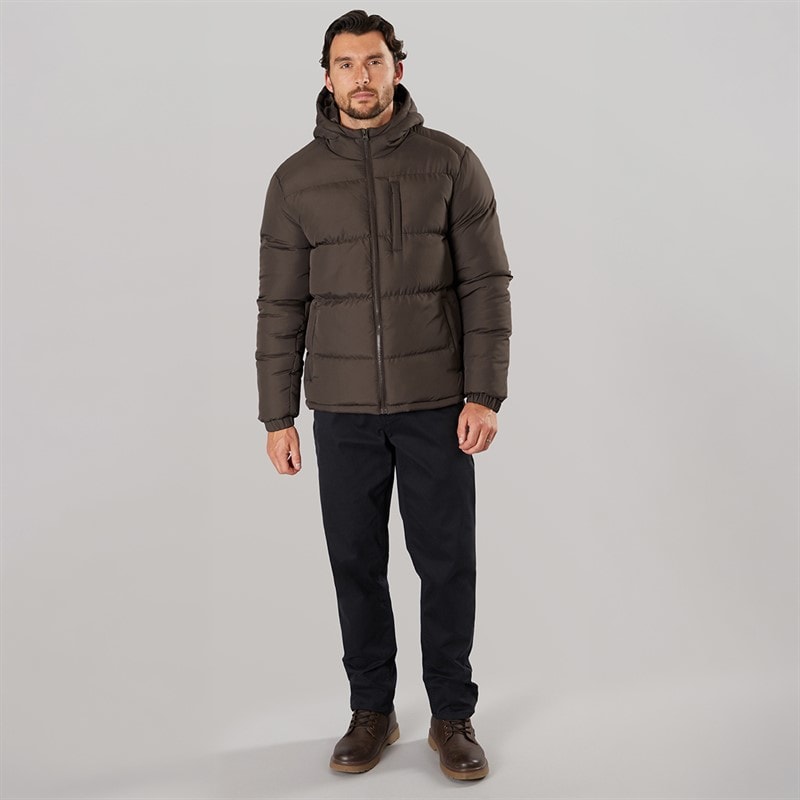 Onfire Mens Hooded Bomber Jacket Chocolate - Image 4