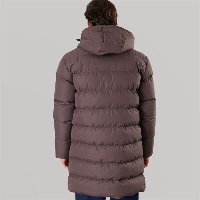 Onfire Mens Midline Hooded Puffer Coat Wine - Image 2