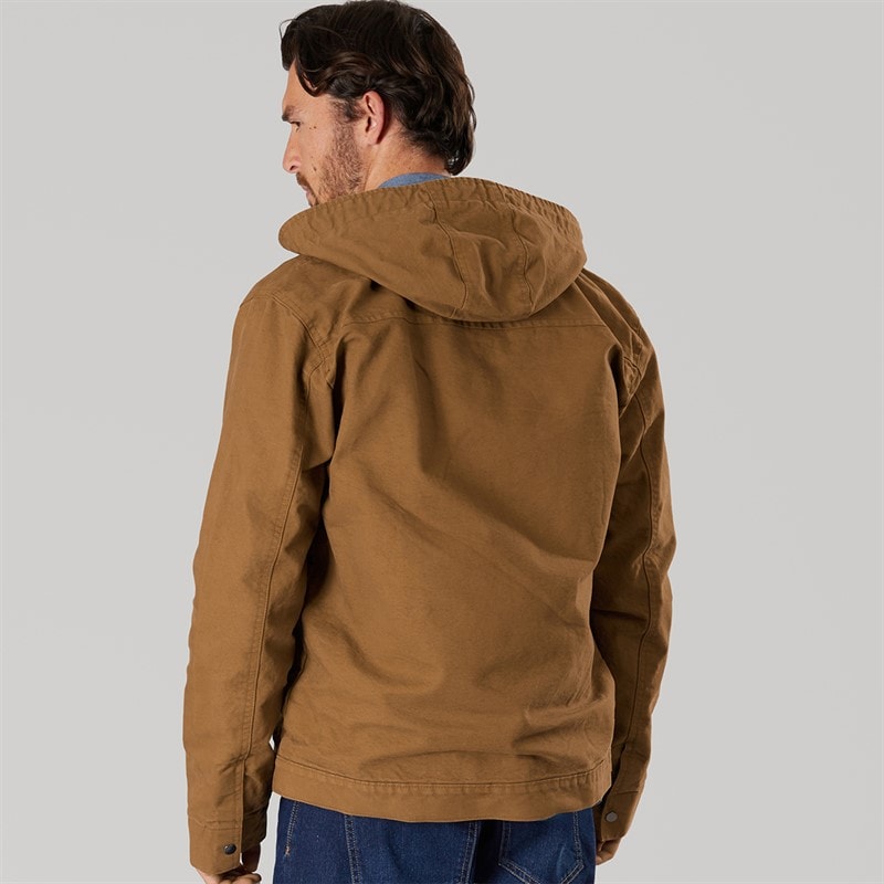 Onfire Mens Hooded Canvas Jacket Dark Tan Dk Tan - Image 2