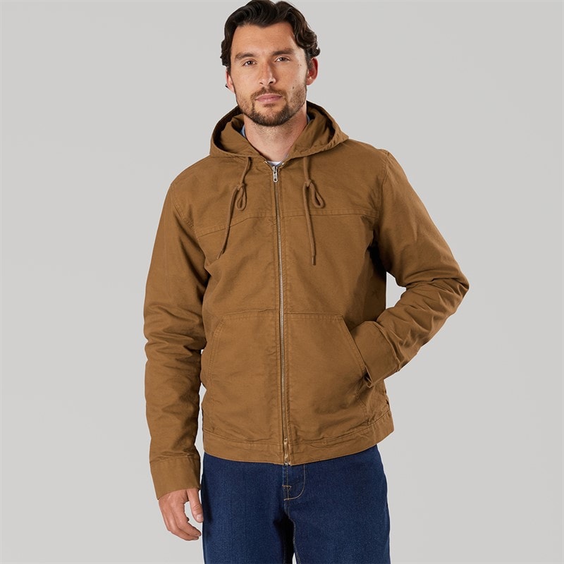 Onfire Mens Hooded Canvas Jacket Dark Tan Dk Tan - Image 3