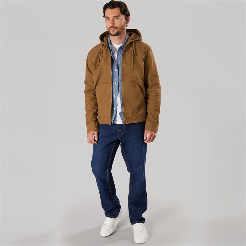 Onfire Mens Hooded Canvas Jacket Dark Tan Dk Tan - Image 4