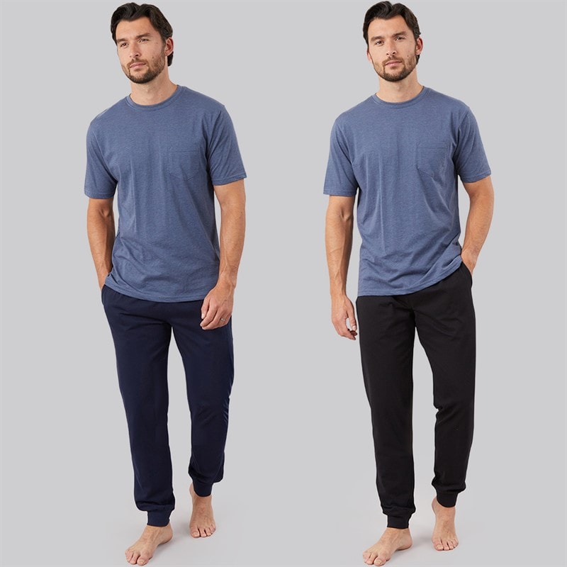 Onfire Mens Two Pack Cuffed Lounge Joggers Black/Navy - Image 3