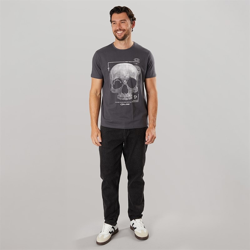 Onfire Mens Skull T-Shirt Dark Charcoal - Image 3