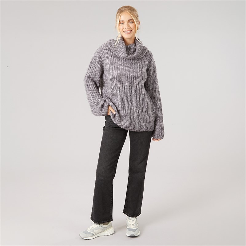 Onfire Womens Cowl Neck Sweater Charcoal Grey - Image 4