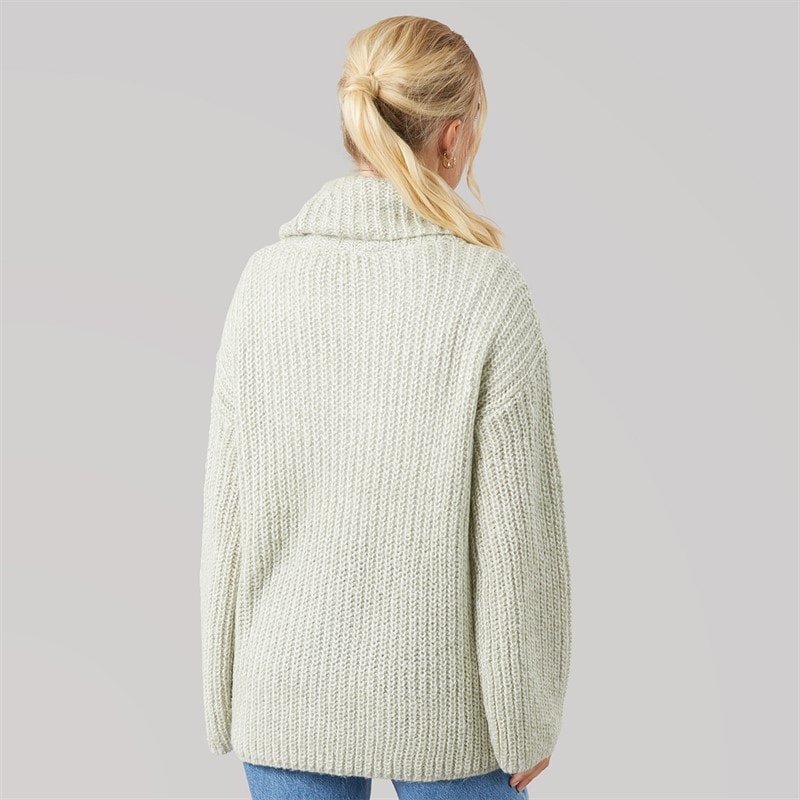 Onfire Womens Cowl Neck Sweater Sage Oatmeal - Image 2