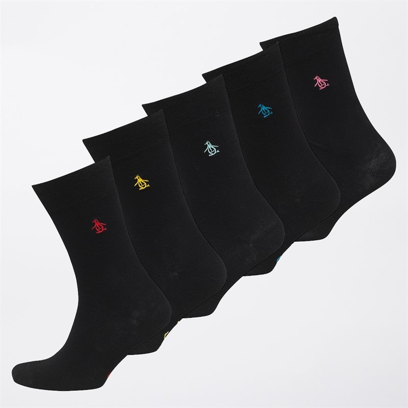 Original Penguin Mens Five Pack Socks Black - Image 1