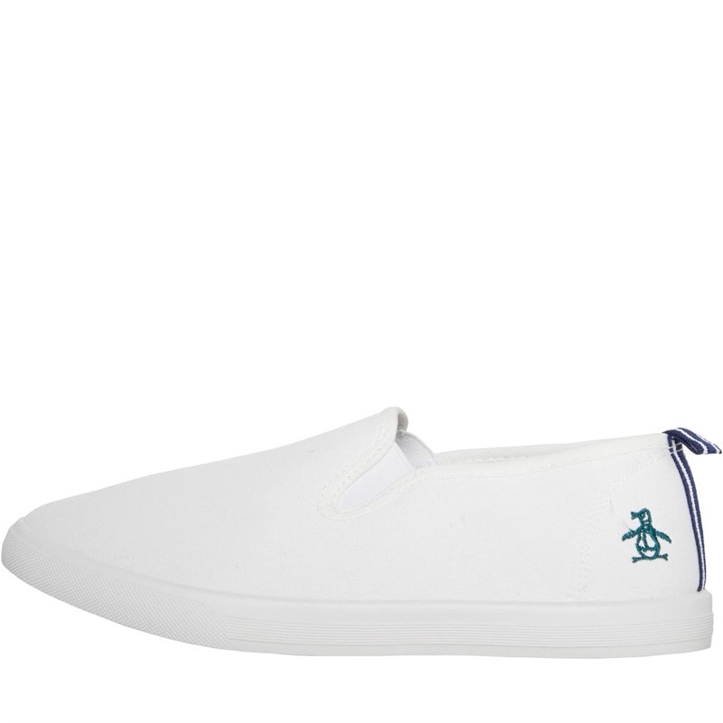 Original Penguin Mens Sabre Slip On Canvas Pumps White