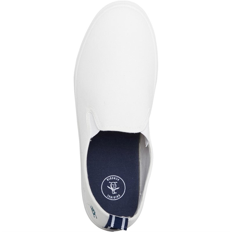 Original Penguin Mens Sabre Slip On Canvas Pumps White - Image 4