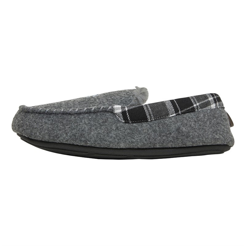 Original Penguin Mens Bedtime Tartan Moccasin Slippers Charcoal Grey - Image 2