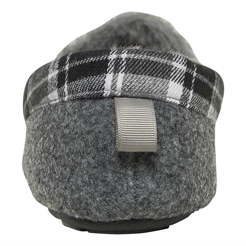 Original Penguin Mens Bedtime Tartan Moccasin Slippers Charcoal Grey - Image 4