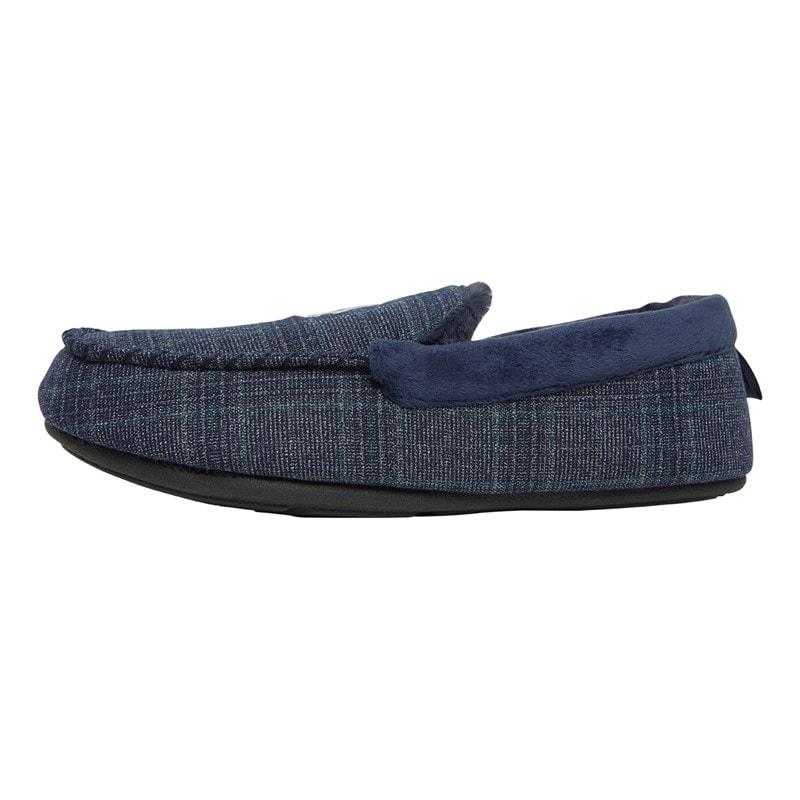 Original Penguin Mens Bedtime Checks Moccasin Slippers Navy Check - Image 2