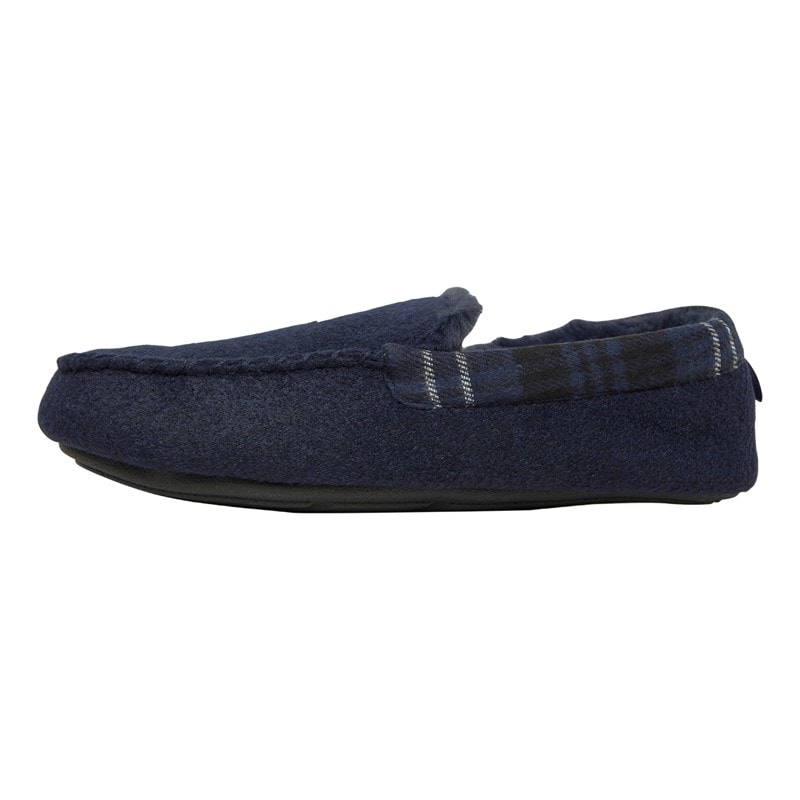 Original Penguin Mens Bedtime Tartan Moccasin Slippers Navy - Image 2