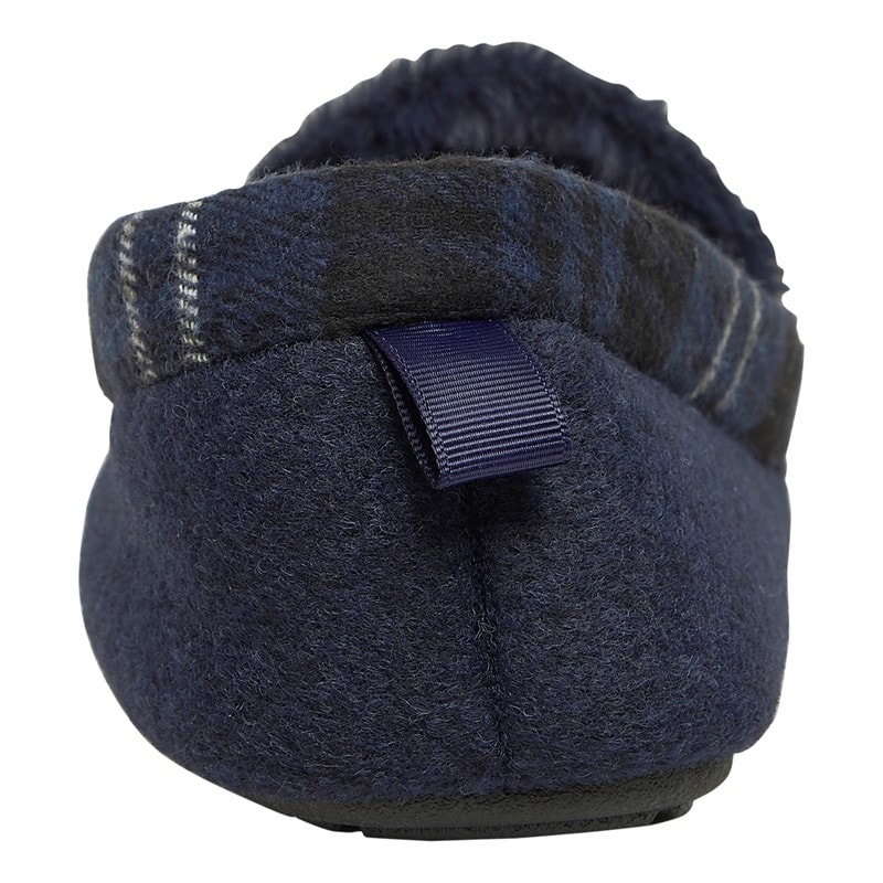 Original Penguin Mens Bedtime Tartan Moccasin Slippers Navy - Image 4