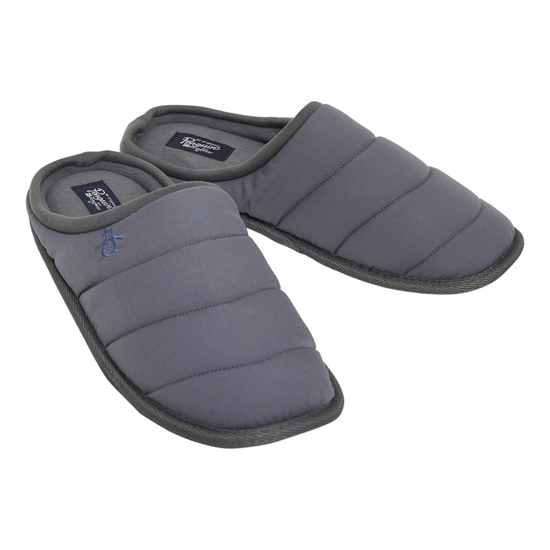 Original Penguin Mens Dream Mule Slippers Charcoal/Navy - Image 1