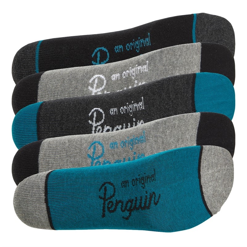 Original Penguin Mens Five Pack Socks Stripe/Spot/Navy/Teal/Grey/Multi - Image 2