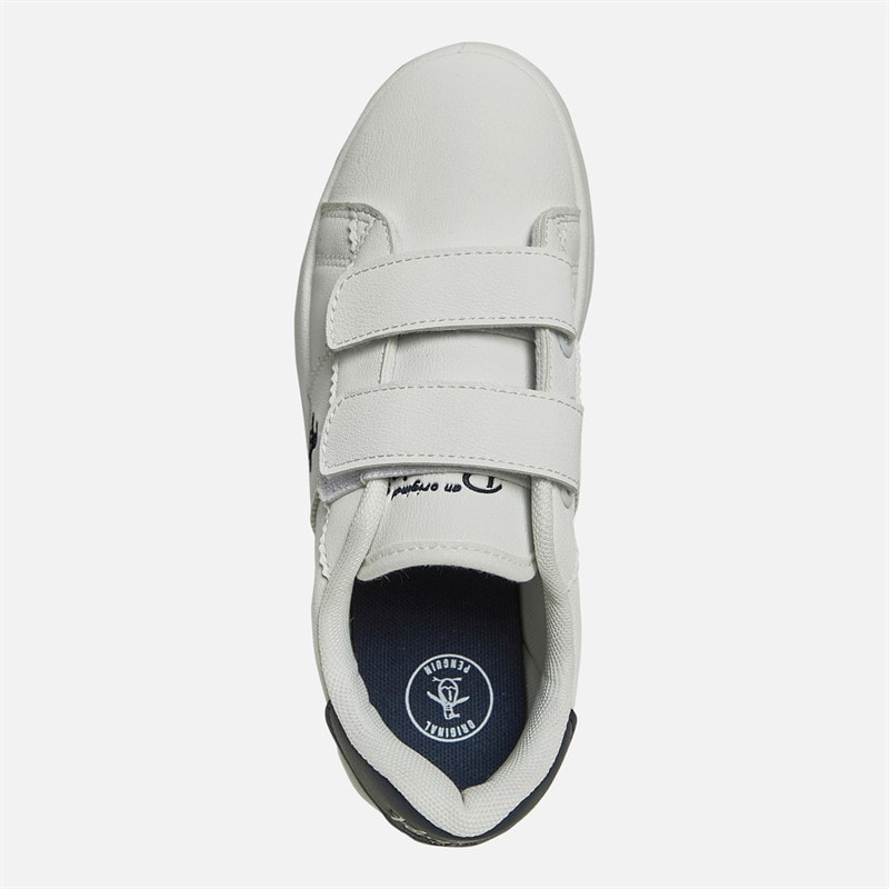Original Penguin Junior Boys Marble Velcro Trainers White/Navy - Image 4