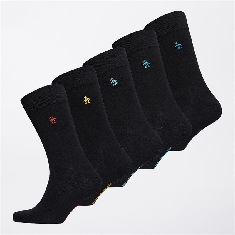 Original Penguin Mens Five Pack Socks Black