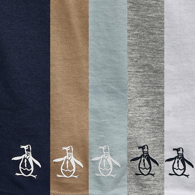 Original Penguin Mens Five Pack T-Shirts Light Blue/Beige/Light Grey/Navy/White - Image 2
