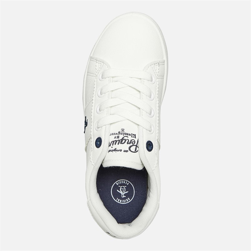 Original Penguin Junior Boys Marble Lace-Up Trainers White - Image 4