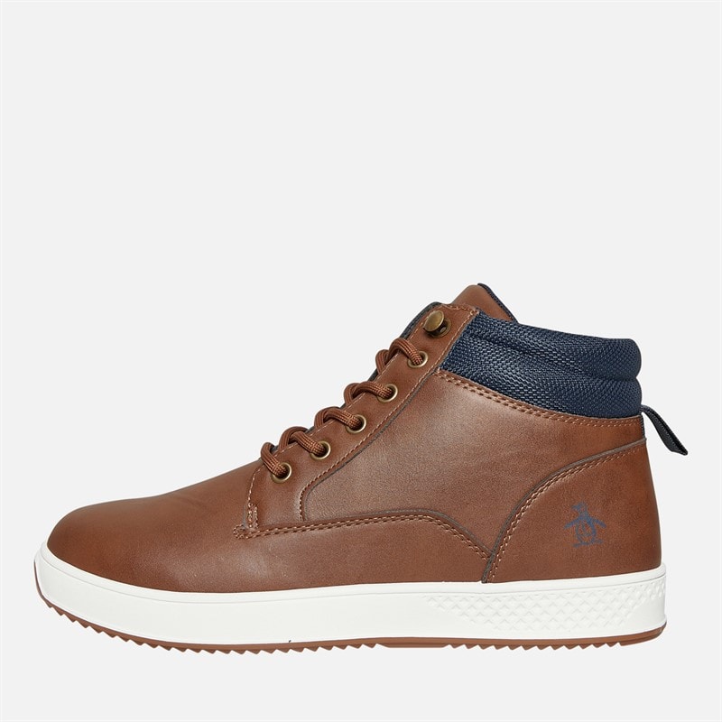 Original Penguin Mens Furrow Hi-Top Trainers Cognac