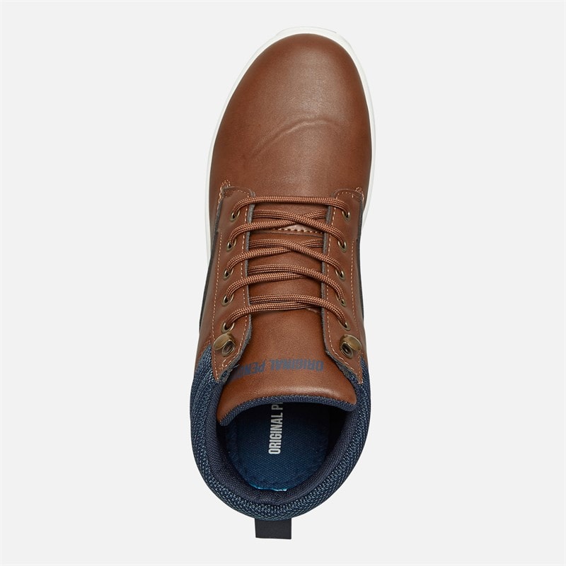 Original Penguin Mens Furrow Hi-Top Trainers Cognac - Image 4