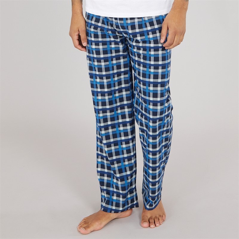 Original Penguin Mens Super Soft Checked Lounge Pants Dark Blue/French Blue - Image 1