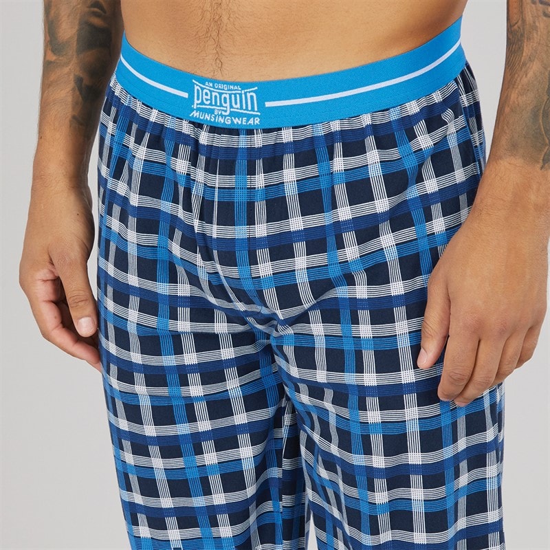 Original Penguin Mens Super Soft Checked Lounge Pants Dark Blue/French Blue - Image 3