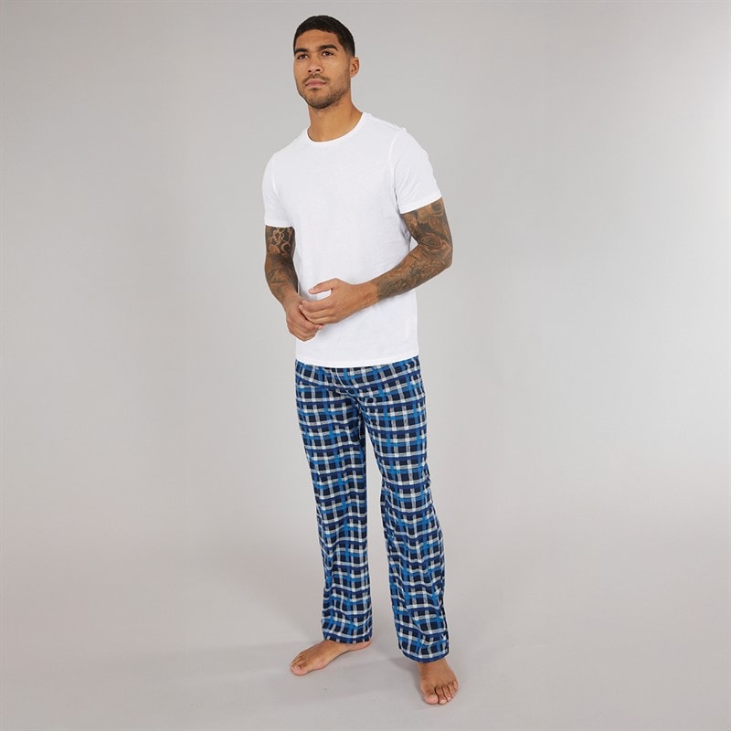 Original Penguin Mens Super Soft Checked Lounge Pants Dark Blue/French Blue - Image 4