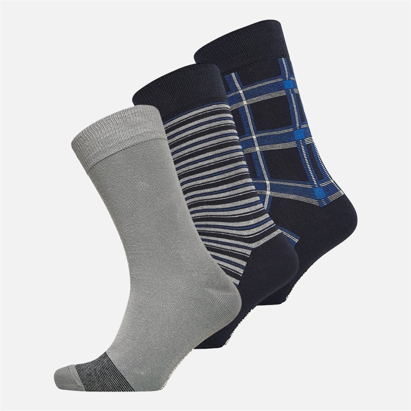 Original Penguin Mens Three Pack Design Ankle Socks Navy - Image 1