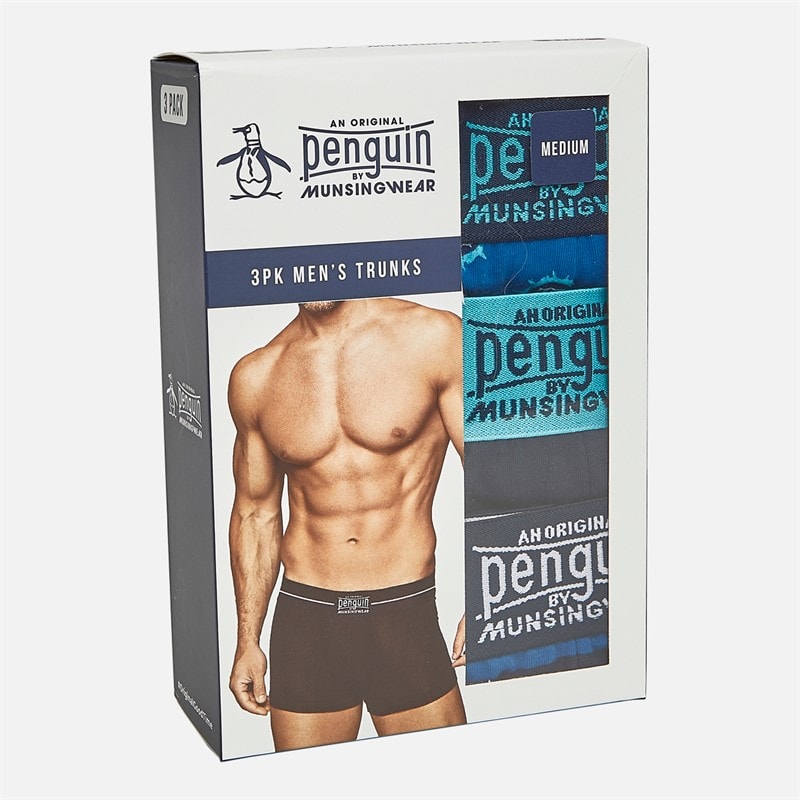 Original Penguin Mens Splat AOP Three Pack Boxer Trunks Snorkle Blue/Navy - Image 2
