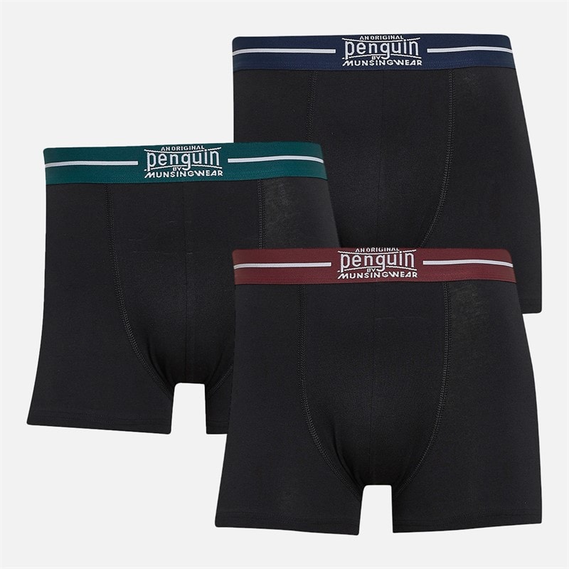 Original Penguin Mens Three Pack Boxers Black/Teal - Image 1