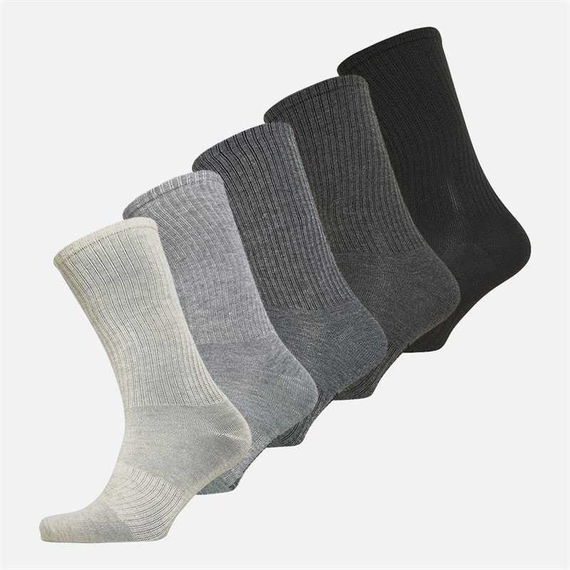 Original Penguin Mens Five Pack Rib Leg Crew Socks Grey - Image 1