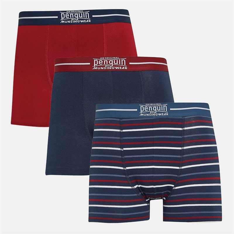 Original Penguin Mens Three Pack Boxers Stripe/Port/Navy - Image 1