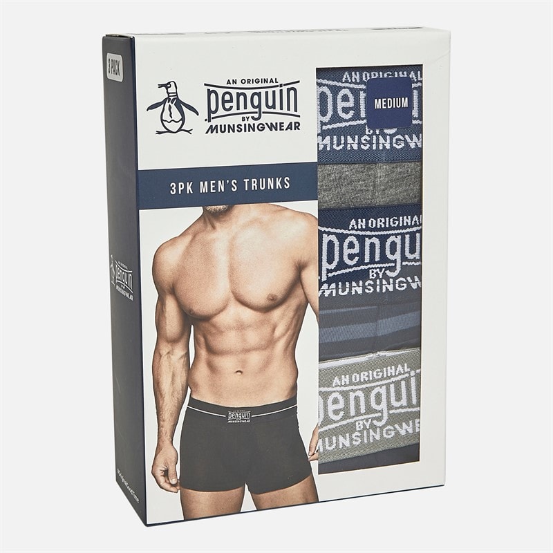 Original Penguin Mens Three Pack Boxers Stripe/Grey/Blue - Image 2