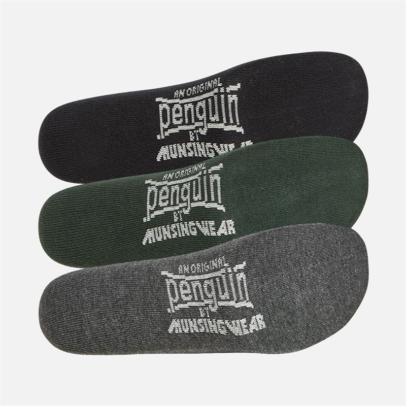 Original Penguin Mens Three Pack Design Ankle Socks Black - Image 2