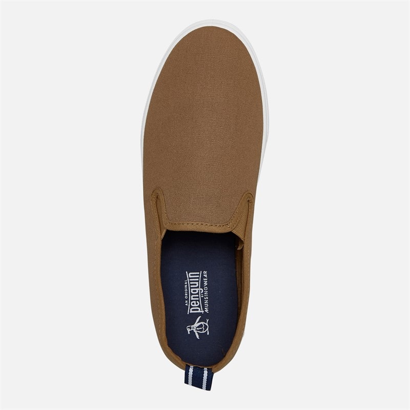 Original Penguin Mens Sabre Slip On Canvas Pumps Tan - Image 4