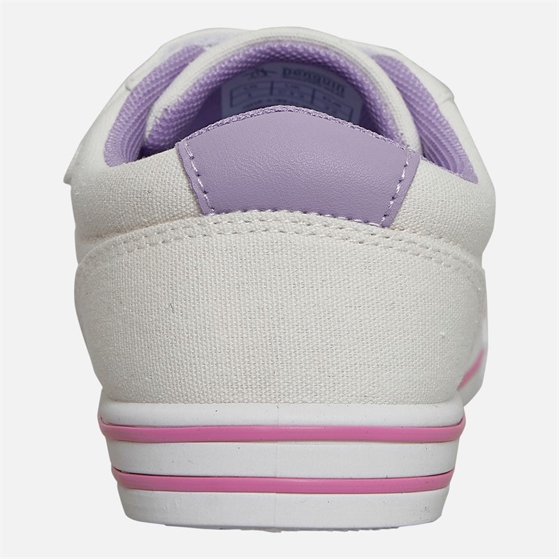 Original Penguin Girls Canvas Trainers White/Lilac - Image 3