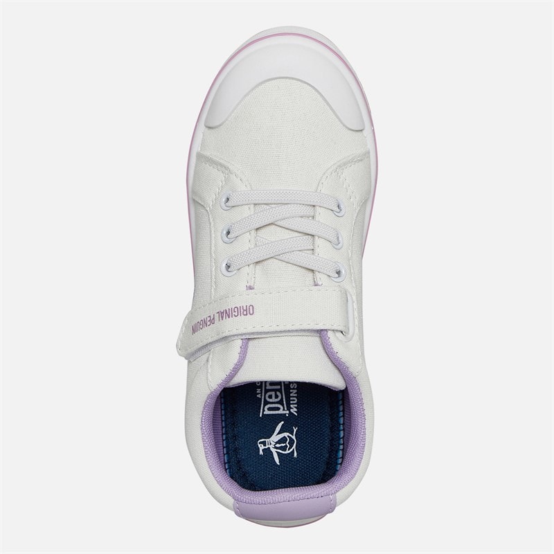 Original Penguin Girls Canvas Trainers White/Lilac - Image 4