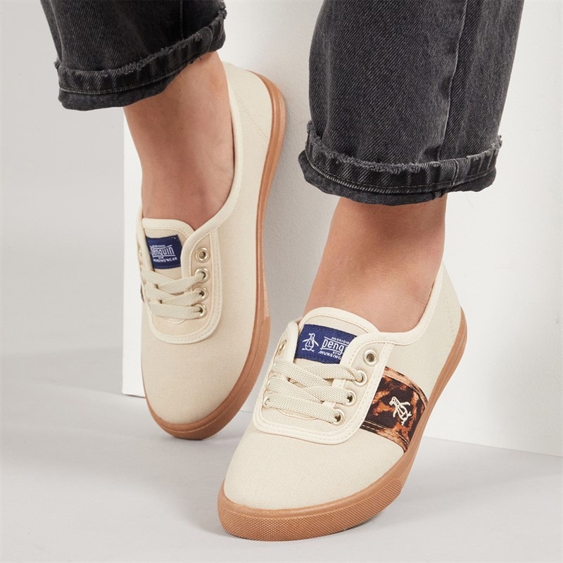 Original Penguin Womens Susie Canvas Pumps Cream/Leopard - Image 1