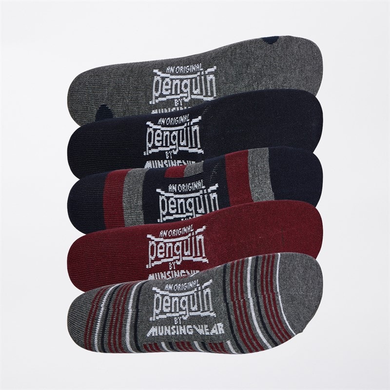 Original Penguin Mens Five Pack Socks Navy/Port - Image 2