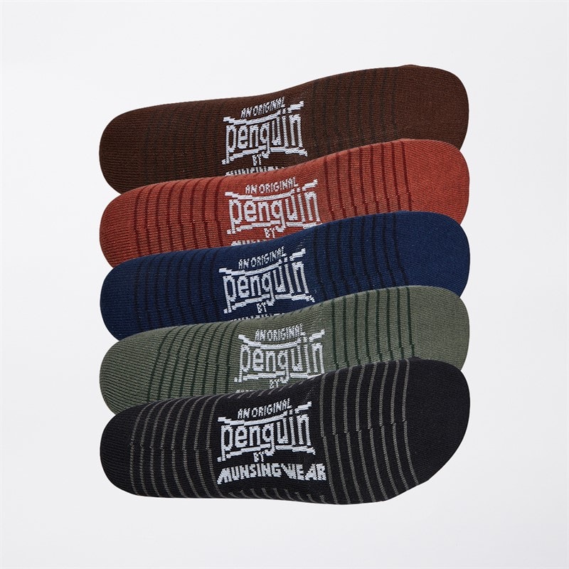 Original Penguin Mens Five Pack Socks Navy/Khaki - Image 2