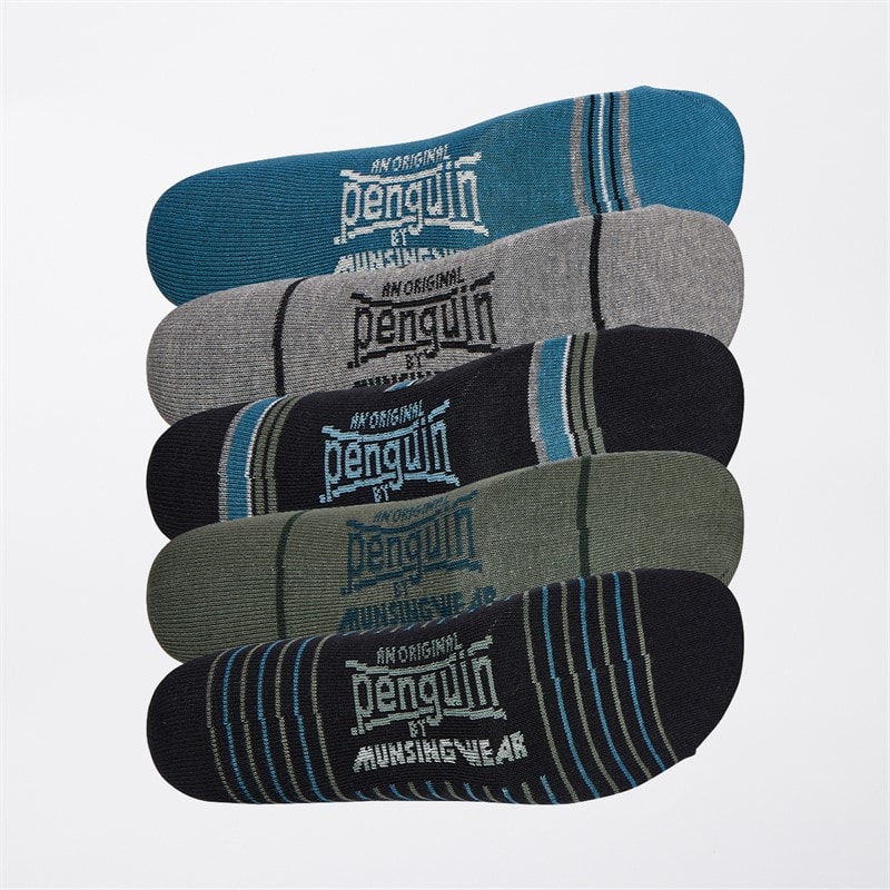 Original Penguin Mens Five Pack Socks Black/Grey - Image 2