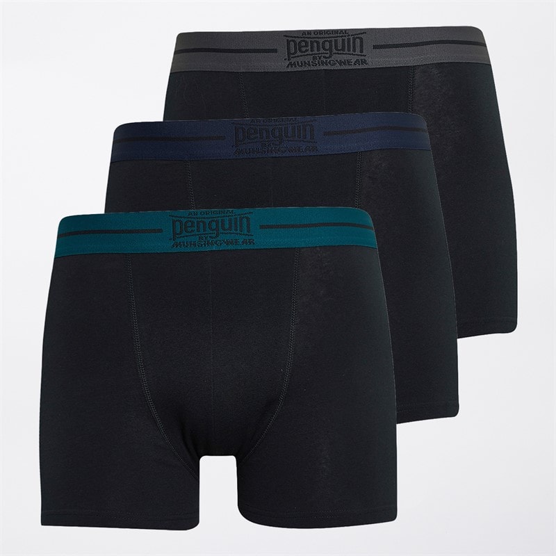 Original Penguin Mens Three Pack Penguin Trunks Black/Grey - Image 1